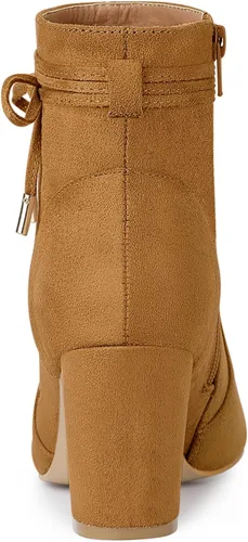 Miniatura 4 de Allegra K Botines con cremallera y tacón de bloque puntiagudo para mujer