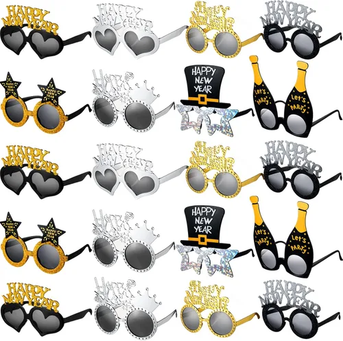 Sratte 40 lentes de plástico para fiesta de Año Nuevo 2025, lentes de fiesta de Año Nuevo, suministros de accesorios de fotos para adultos, fiesta