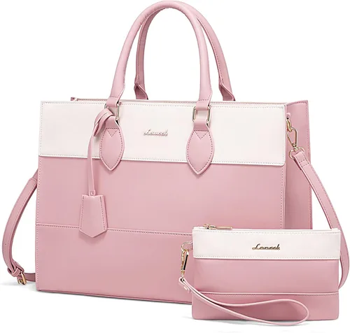 Miniatura 14 de LOVEVOOK Bolsa de mano para laptop para mujer, bolsa de trabajo, oficina, maletín para computadora con bolso de mano Negro