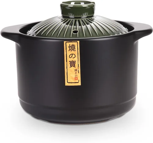Miniatura 9 de Olla de cerámica - Donabe japonés/cazuela china/olla de arcilla - azul 4.2L/4.4QT con tapa