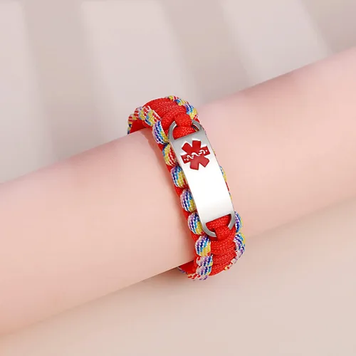 Miniatura 37 de Pulsera de alerta médica Paracord para hombres y mujeres Pulsera de identificación médica de acero inoxidable con hebillas de liberación lateral