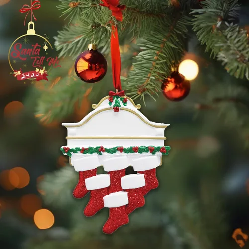 Miniatura 4 de Adornos de Navidad familiares personalizados 2025 – Adorno personalizado para familia de 6, recuerdo de seis nietos o nietos, adorno de chimenea