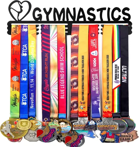 Miniatura 18 de Goutoports Estante de exhibición para colgar medallas, organizador personalizado de cinta de premios para corredores de carreras deportivas, placas