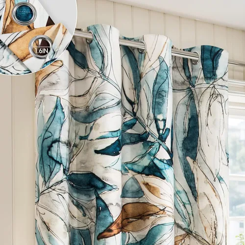 Miniatura 8 de SUBRTEX - Cortinas opacas de 52Wx63L, cortinas florales para oscurecer la habitación, cortinas de ventana aisladas térmicamente de 2 paneles