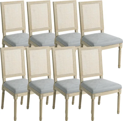 Miniatura 13 de chairus Juego de 2 Sillas de Comedor Estilo Granja Sillas de Comedor de Casa de Campo Francés Sillas Tapizadas de Tela Vintage con Respaldo Redondo