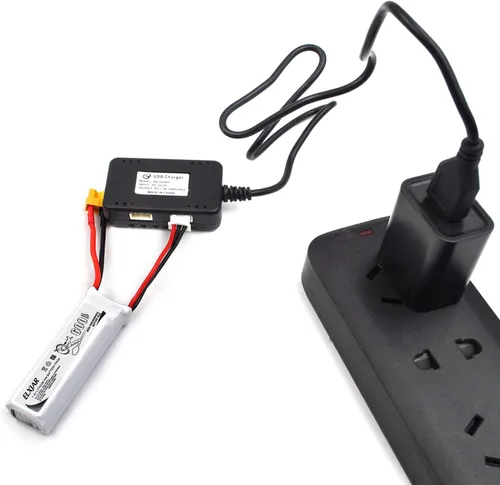 Miniatura 7 de Paquete de 4 baterías LiPo de 7.4V 600mAh 45C 2S con enchufe XT30 y cargador 2 en 1 para WLtoys XK K130 Seis canales 3D Stunt RC Helicópteros Drones