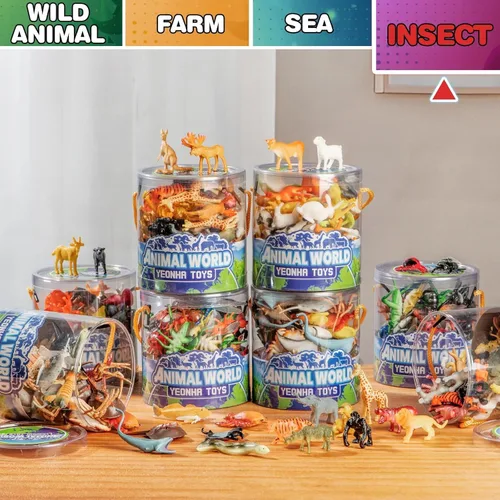 Miniatura 3 de 60 piezas de mini juguetes de insectos con caja de regalo, figura de insectos de plástico para niños, decoración de fiesta temática de insectos