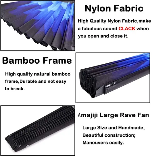 Miniatura 4 de Rave Fans - Ventilador de mano plegable grande para baile de línea, grandes abanicos de aplausos plegables para baile, festival de música, fiesta