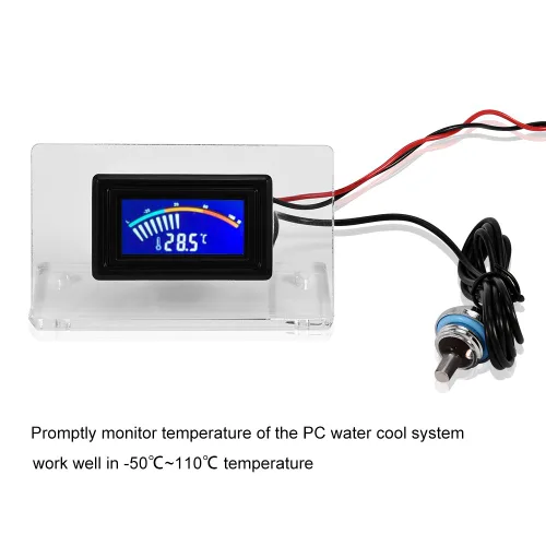 Miniatura 2 de Detector de temperatura PC Computadora de refrigeración por agua Detector de temperatura Termómetro digital/Dial Kit de marco de pantalla LCD