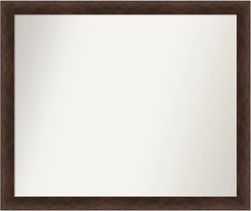 Miniatura 401 de Amanti Art Espejo de pared personalizado no biselado (24 x 27 pulgadas), marco estrecho de nogal chipre - varios tamaños personalizados - Espejo