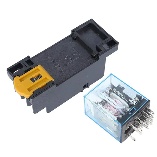 Miniatura 6 de Mini MY4NJ Relé, DC 12V 24V AC 110V 220V 5A, 14 pines MY4NJ Relé Interruptor con Base de Relé Socket (DC12V)