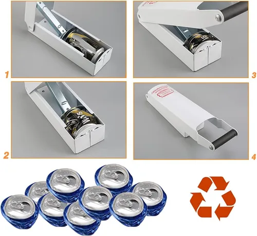 Miniatura 3 de Compactador de latas de aluminio blanco – Trituradora de latas de metal de 8/12/16 oz para montaje en pared resistente para seltzer de aluminio