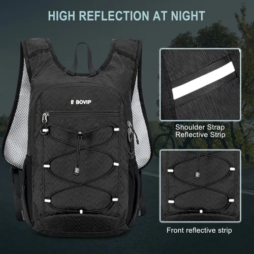 Miniatura 7 de BOVIP Mochila de hidratación ligera, mochila de senderismo multiusos de 15 litros con bolsa de agua de 1.5 L, mochila de agua hidráulica