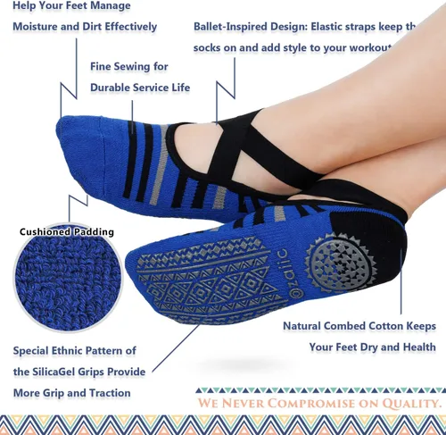 Miniatura 81 de Ozaiic - Calcetines de yoga para mujer con correas y agarres antideslizantes, ideales para pilates, Pure Barre, ballet, danza y entrenamiento