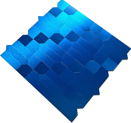 Miniatura 2 de XUANINY 7 hojas de azulejos metálicos para salpicaduras de muro, autoadhesivas, múltiples formas, mosaico de aluminio 3D, adhesivo de pared