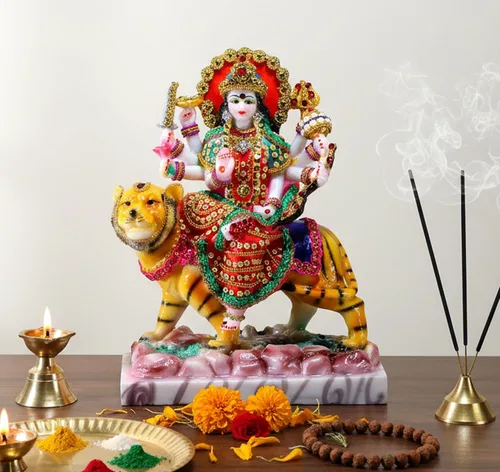 Esplanade Maa Durga MATA Rani Murti - Estatua de ídolo para mandir del hogar, resina, 10 pulgadas, multicolor
