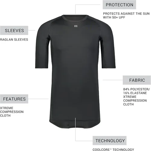 Miniatura 5 de Russell Athletic Camiseta de compresión estándar Coolcore de media manga para hombre