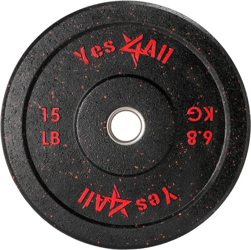Miniatura 13 de Yes4All Placa de parachoques de 2 pulgadas, placa olímpica de goma con cubo de acero para levantamiento de pesas, entrenamiento de fuerza