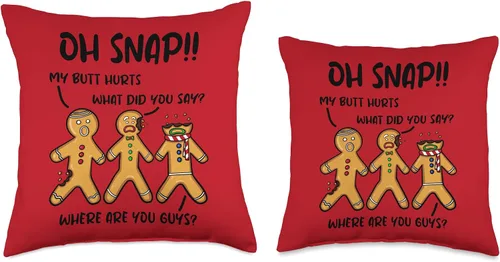 Miniatura 3 de Oh Snap Gingerbread Man Christmas Designs Oh Snap Gingerbread Man Funny Christmas Cookie My Butt Hurts - Almohada de 16 x 16 pulgadas, multicolor