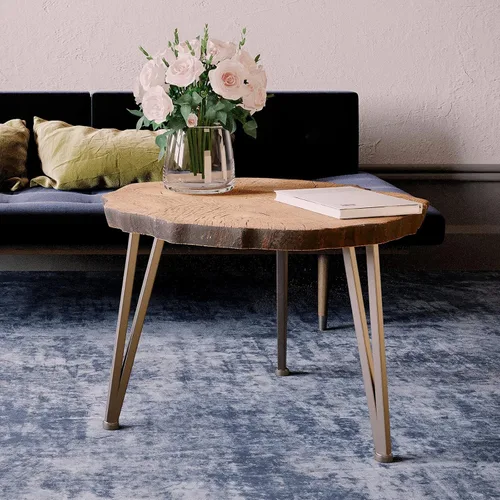 Miniatura 4 de SUNBURY Mesa auxiliar para interiores y exteriores, mesa auxiliar de hormigón de aspecto de madera de 31 pulgadas, moderna mesa de centro redonda