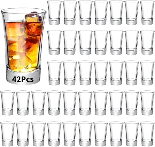 Miniatura 10 de SuproBarware Juego de 36 vasos de chupito de vidrio con base pesada de 1.2 onzas a granel, mini tazas de vino para vodka, whisky, licores, tequila