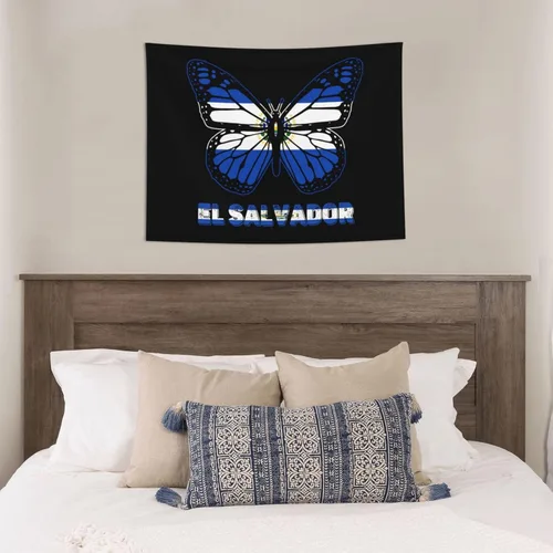 Miniatura 4 de Póster de tapiz de bandera de El Salvador de mariposa de 29 x 37 pulgadas, decoración del hogar, decoración para colgar en la pared, dormitorio