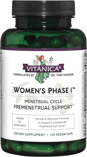 Miniatura 10 de Vitanica Fase I para mujeres, apoyo premenstrual, vegano, 60 cápsulas