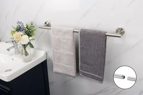 Miniatura 3 de TocTen - Barra de toalla de baño. Soporte de toalla de baño de acero inoxidable grueso SUS304, barra de toalla resistente para cuarto de baño