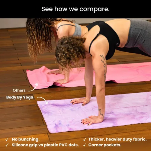 Miniatura 5 de Toalla de yoga con agarre de yoga, toalla antideslizante para esterilla de yoga caliente con bolsillos en las esquinas, agarre antideslizante