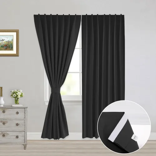 Miniatura 36 de Muamar Cortinas opacas sin taladro, paneles de cortina para ventana fáciles de instalar, juego de 2 paneles de cortinas portátiles para dormitorio