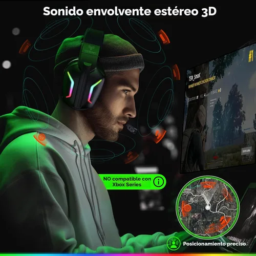 Miniatura 3 de WESEARY Auriculares inalámbricos para juegos para PS5, PS4, PC, Switch y Mac, latencia ultra baja de 20 ms, USB de 2.4 GHz y Bluetooth 5.4