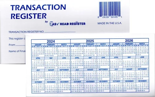 Registros de chequera, fabricados en los Estados Unidos, para chequera personal - Registros de transacciones de libro mayor de cheques (24-25-26