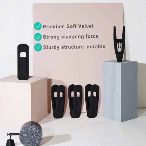 Miniatura 5 de TOFIIGREM Clips de terciopelo negro, 20 unidades, clips de terciopelo antideslizantes para colgar pantalones de traje, falda, clips de dedo fuertes