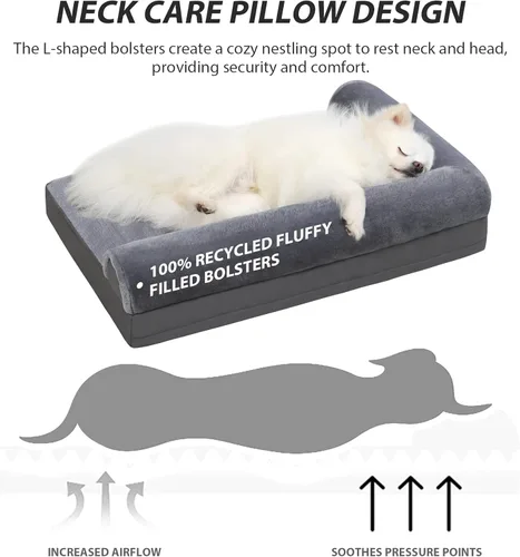 Miniatura 2 de KSIIA Cama ortopédica para perros, cama impermeable para perros con espuma para huevos y parte inferior antideslizante, 30 x 20 pulgadas, gris