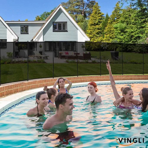 Miniatura 9 de VINGLI Valla de piscina de 4 pies x 108 pies, cercado de seguridad en el suelo, negro