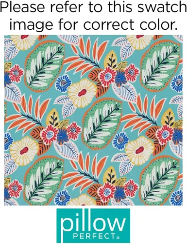 Miniatura 8 de Pillow Perfect Cojín floral brillante para silla de interior/exterior con lazos, 2 unidades, 15.5 x 18.5 pulgadas, azul/naranja Marlow