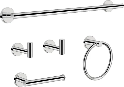 Miniatura 10 de NearMoon Juego de 5 piezas de accesorios de baño SUS304 de acero inoxidable grueso, incluye barra de toalla de 24 pulgadas, anillo de toalla