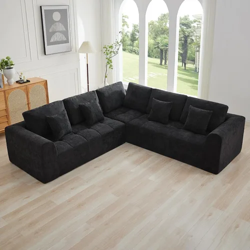 Miniatura 46 de Sofás modulares deshuesados de 140 pulgadas para sala de estar, sofá modular modular de nube comprimida, sofá moderno en forma de U de 9 plazas Gris