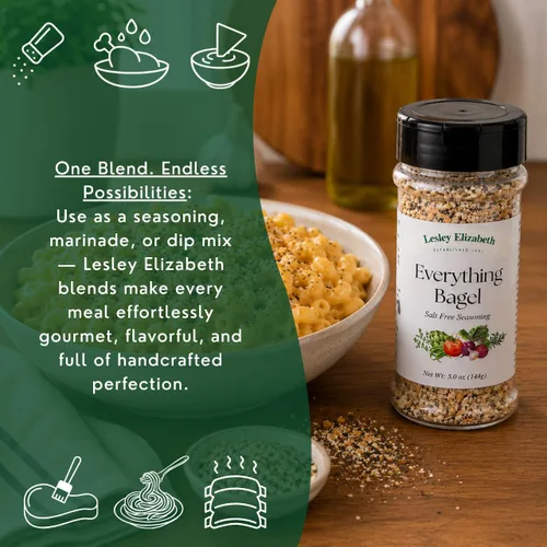 Miniatura 7 de Lesley Elizabeth Everything Bagel - Condimento sin sal – Mezcla de especias multiusos sin sal para pollo, verduras, huevos y tostadas de aguacate