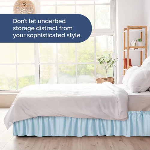 Miniatura 8 de Falda de cama envolvente con volantes, color azul claro, para camas de tamaño individual con altura de 30 cm CGK Linens - Falda de cama plisada