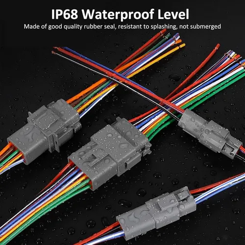 Miniatura 4 de Paquete de 2 conectores Deutsch DT de 12 pines, conectores eléctricos impermeables macho y hembra, arnés de cableado con 16 AWG 8 cables