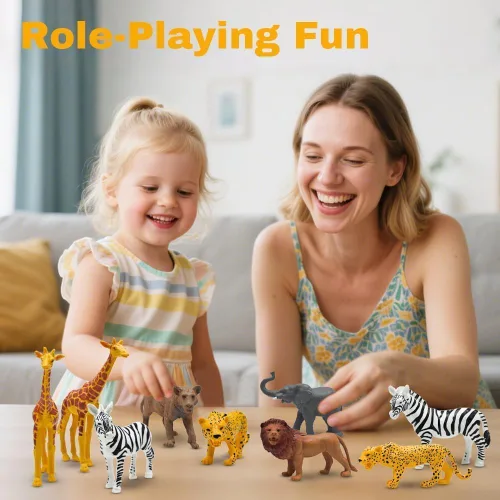 Miniatura 5 de Figuras de animales de safari, juguetes de animales de zoológico de plástico para niños pequeños de 1 a 3 años, figuras realistas de animales