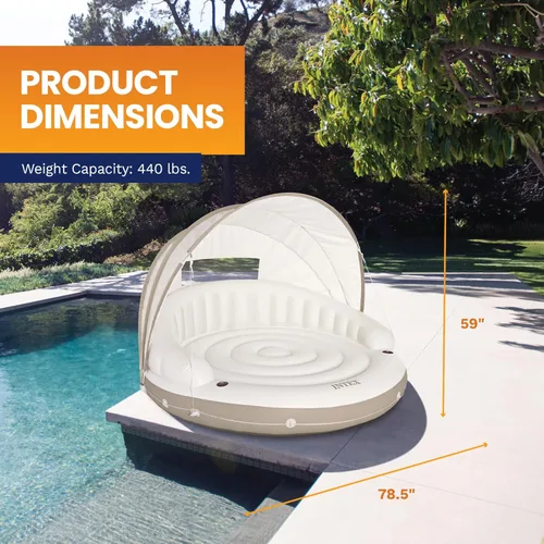 Miniatura 3 de INTEX 58292EP Canopy Island Flotador inflable para piscina: cómoda superficie de descanso - portavasos integrados - Parasol desmontable - Capacidad