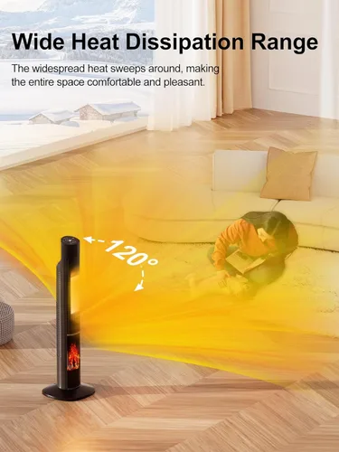 Miniatura 5 de Uthfy Calentadores de espacio para uso en interiores, calentador de espacio de 32 pulgadas para habitación grande con temporizador de 24 horas