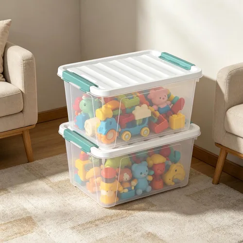 Miniatura 4 de Paquete de 6 cajas de almacenamiento de plástico transparente de 20 L, contenedores de almacenamiento con tapas