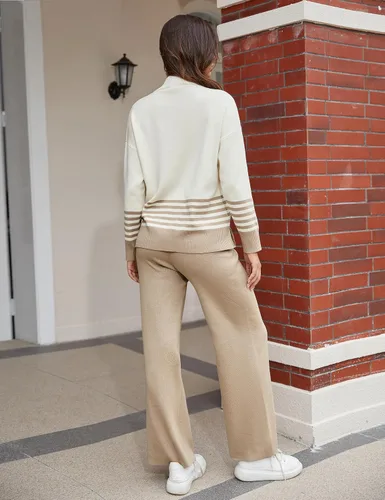Miniatura 5 de Himosyber Conjunto de 2 piezas para mujer, suéter de punto y pantalones deportivos