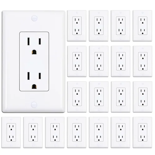 Miniatura 25 de ThunderWay Toma de corriente decoradora con placa de pared, toma eléctrica no resistente a manipulaciones, 15 amperios/125 V, autoconectada
