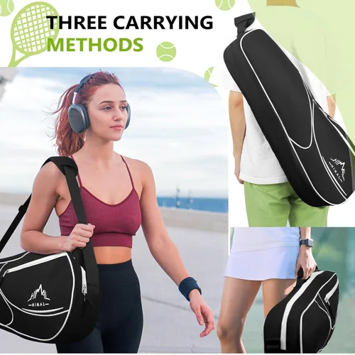 Miniatura 7 de Bolsa de Tenis Himal para 3 Raquetas con Almohadilla Protectora, Bolsa de Raqueta de Tenis para Hombres y Mujeres, Entusiastas del Deporte de Todas