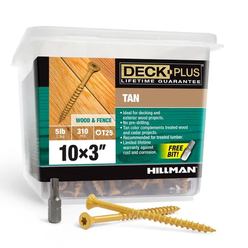 Deck Plus Tornillos para valla y madera exterior con revestimiento epoxi de 3 pulgadas #10 x 3 Torx/Star Drive Incluido, rosca gruesa, tornillo