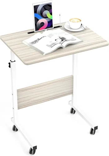 Miniatura 10 de Mesa auxiliar, 31.5 pulgadas/21.6 pulgadas, soporte ajustable para laptop, bandeja de carrito portátil, mesa de noche para computadora, mesa